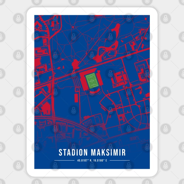 Maksimir Stadion Blue Map Design Sticker by TopFootballStadiums